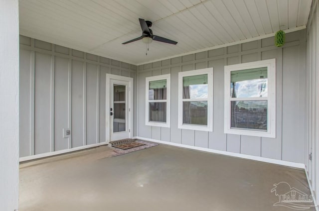 view of patio / terrace featuring a ceiling fan