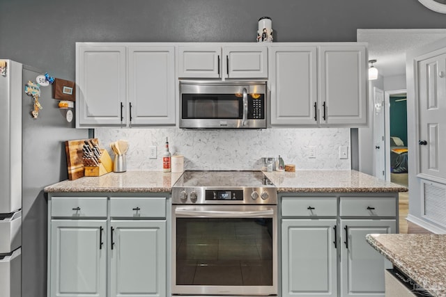 1265 Grand Ridge Cir, Gulf Breeze, FL 32563 - kitchen featuring appliances with stainless steel finishes, backsplash, and white cabinets