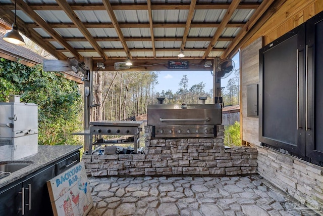 view of patio / terrace with an outdoor kitchen and area for grilling
