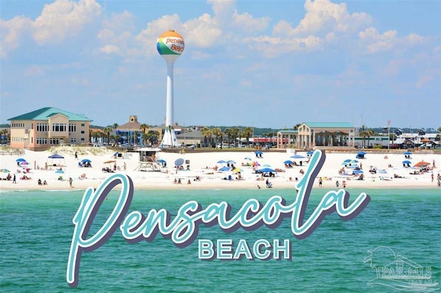 view of water feature featuring a beach view