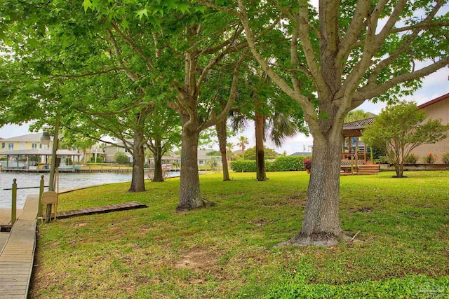 1090 Park Ln, Gulf Breeze, FL 32563 - view of yard with a water view