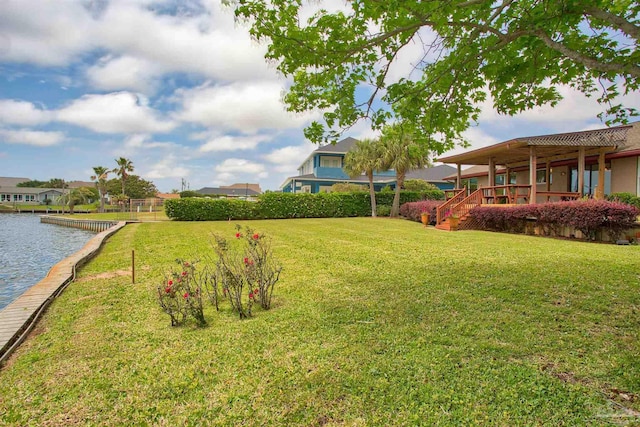 1090 Park Ln, Gulf Breeze, FL 32563 - view of yard featuring stairs and a water view