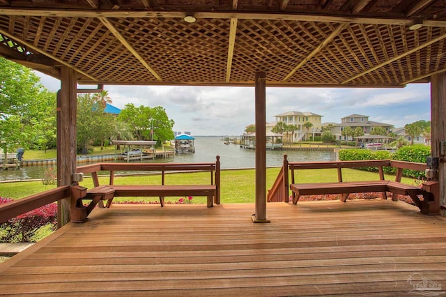 1090 Park Ln, Gulf Breeze, FL 32563 - deck featuring a lawn and a water view