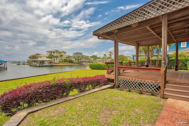 1090 Park Ln, Gulf Breeze, FL 32563 - deck with a lawn and a water view