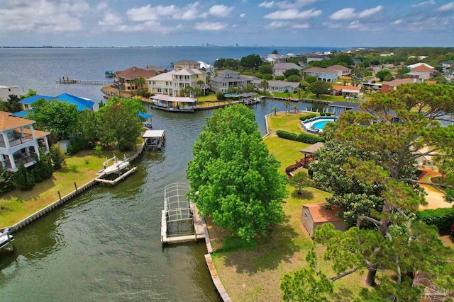 1090 Park Ln, Gulf Breeze, FL 32563 - drone / aerial view with a water view and a residential view