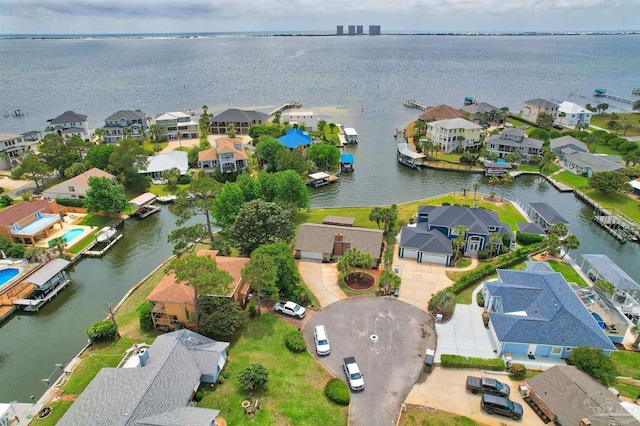1090 Park Ln, Gulf Breeze, FL 32563 - birds eye view of property with a water view and a residential view