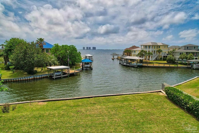 1090 Park Ln, Gulf Breeze, FL 32563 - exterior space with a boat dock and boat lift