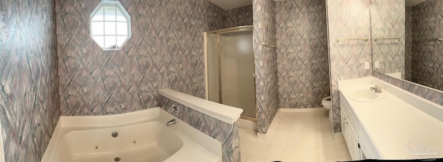 5473 Timber Creek Cir, Pace, FL 32571 - full bathroom with a stall shower, a jetted tub, and vanity