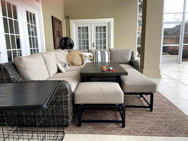 view of patio / terrace featuring french doors and an outdoor hangout area