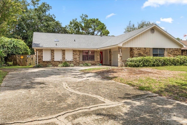 view of single story home