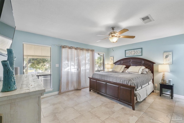 bedroom featuring ceiling fan