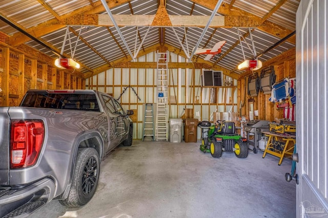 garage with a garage door opener