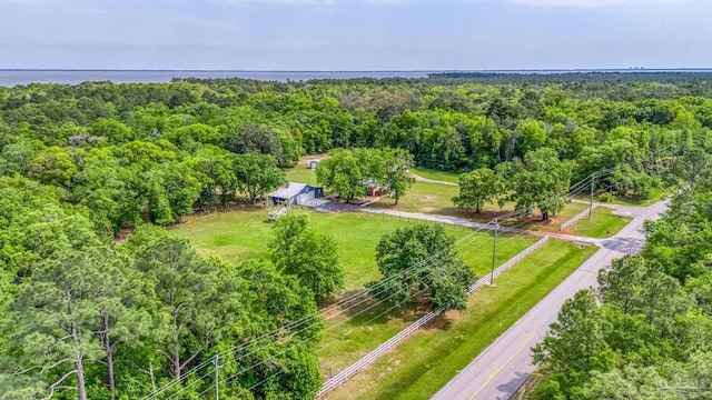 bird's eye view featuring a forest view
