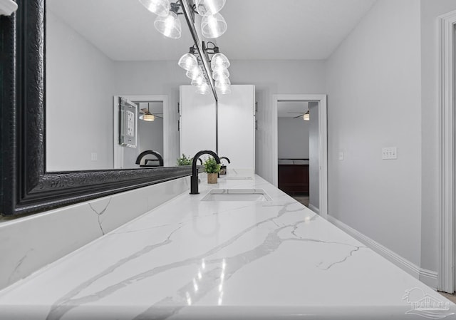 3849 Saber Tooth Cir, Gulf Breeze, FL 32563 - bathroom with a ceiling fan and vanity