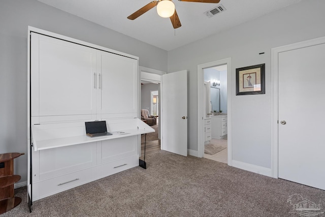 3849 Saber Tooth Cir, Gulf Breeze, FL 32563 - bedroom featuring carpet, a closet, ensuite bath, and a ceiling fan