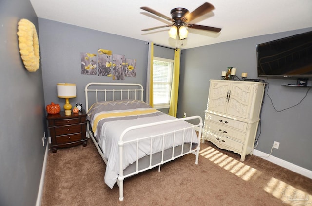 bedroom with carpet floors and ceiling fan