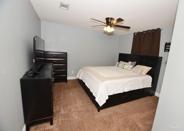 bedroom with carpet and ceiling fan