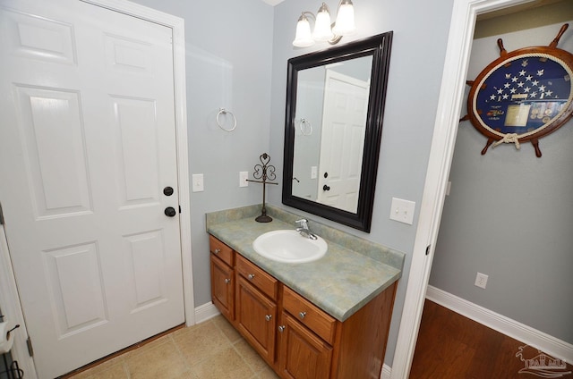 bathroom featuring vanity and tile patterned flooring