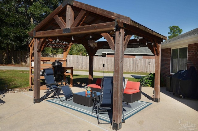 view of patio featuring a gazebo