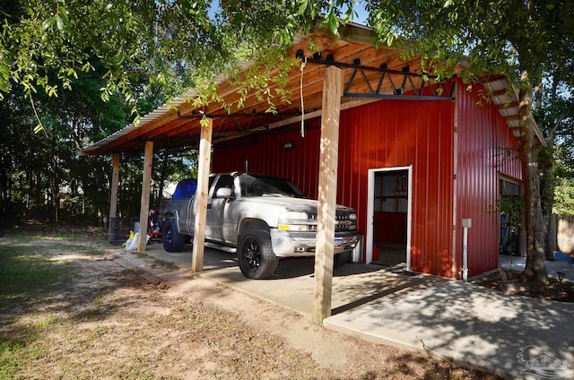 view of parking with a carport