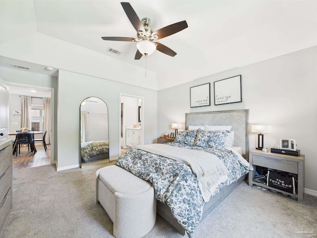 430 Morris Ave, Cantonment, FL 32533 - bedroom with carpet floors, baseboards, ceiling fan, and ensuite bathroom