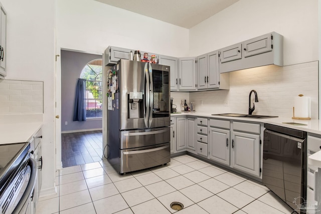 2405 Ursula Ln, Pensacola, FL 32526 - kitchen with a sink, gray cabinetry, and stainless steel appliances