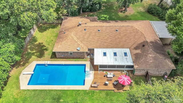 465 Man O War Cir, Cantonment, FL 32533 - swimming pool with a deck and a fenced backyard