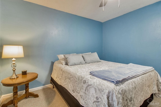 bedroom with carpet floors and ceiling fan