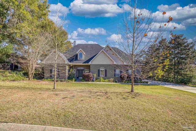 view of front of property with a front lawn