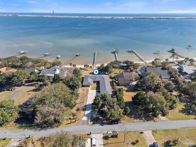 bird's eye view featuring a water view