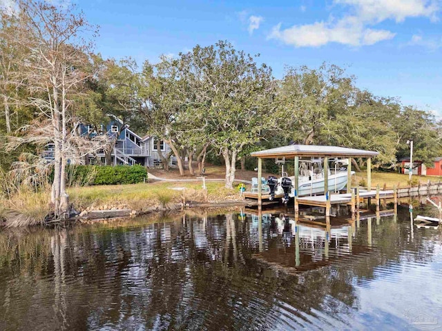 dock area featuring a water view