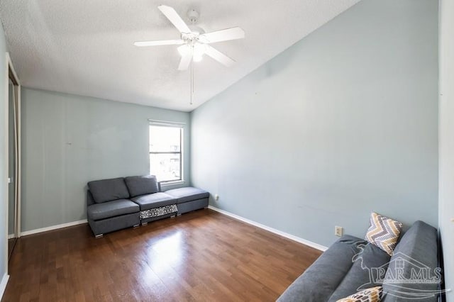 2299 Scenic Hwy Unit T7, Pensacola, FL 32503 - sitting room with vaulted ceiling, wood finished floors, baseboards, and ceiling fan