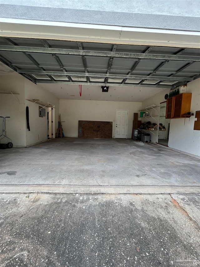 garage with a garage door opener