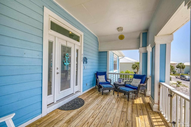 deck featuring a porch