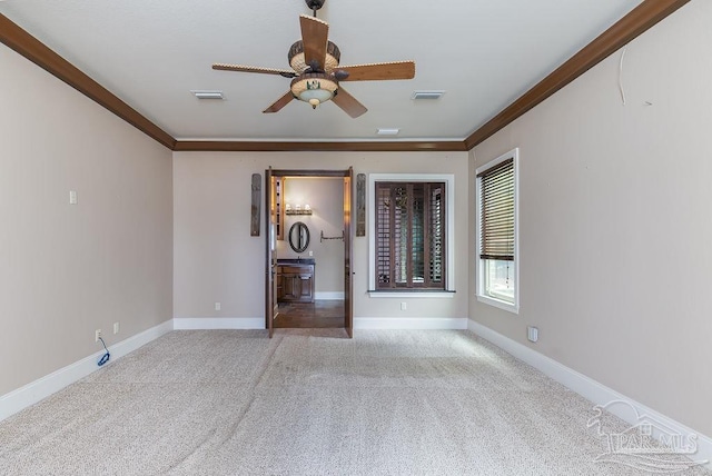 4513 River Ranch Rd, Milton, FL 32583 - unfurnished room featuring crown molding, ceiling fan, and carpet flooring