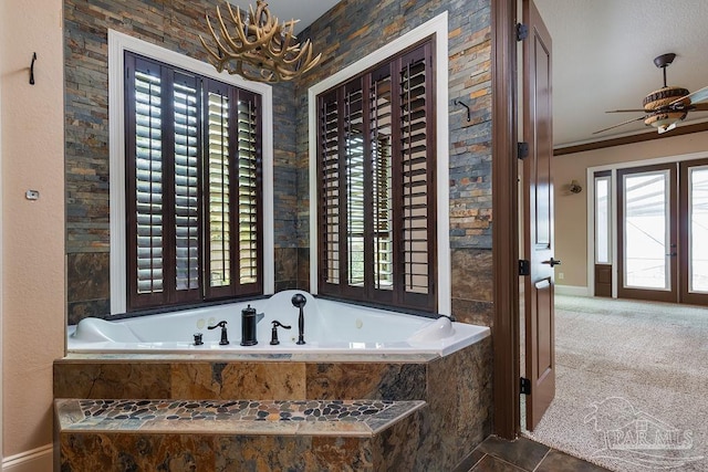 4513 River Ranch Rd, Milton, FL 32583 - full bath featuring a bath, a ceiling fan, and a chandelier