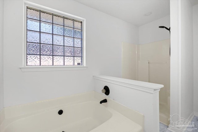 6914 Raburn Rd, Pensacola, FL 32526 - full bath with a walk in shower, a bath, and a wealth of natural light