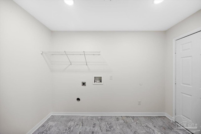 6914 Raburn Rd, Pensacola, FL 32526 - clothes washing area featuring baseboards, laundry area, electric dryer hookup, and hookup for a washing machine