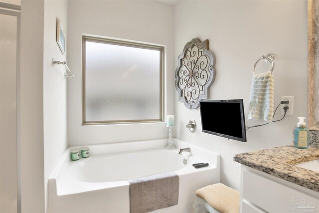 bathroom with a bathtub and vanity