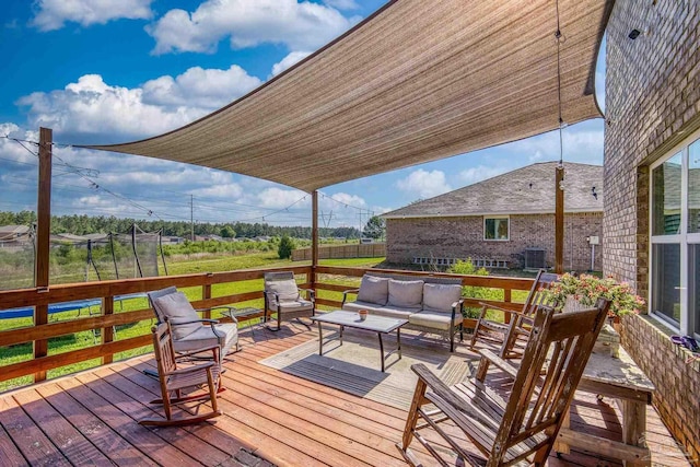 4678 Perception Cir, Milton, FL 32570 - wooden deck featuring an outdoor hangout area and central AC unit
