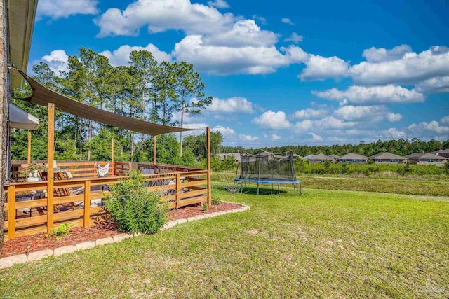 4678 Perception Cir, Milton, FL 32570 - view of green lawn featuring a trampoline and a deck