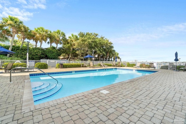 view of pool featuring a patio area