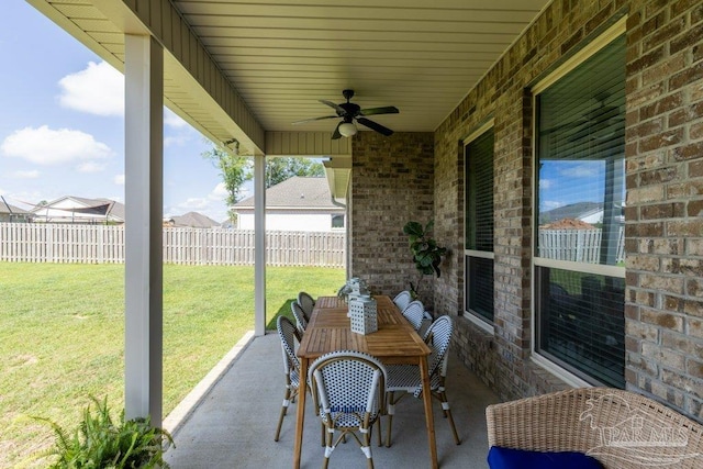 2929 Trestle Way, Cantonment, FL 32533 - view of patio / terrace featuring fence and a ceiling fan
