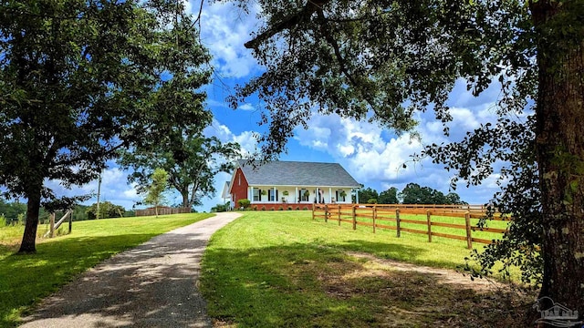 view of front of property with a front lawn