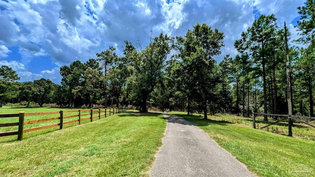 view of road featuring a rural view