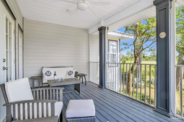 deck with ceiling fan