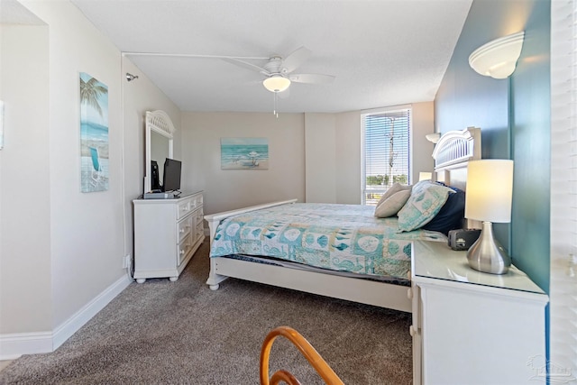 bedroom with carpet and ceiling fan