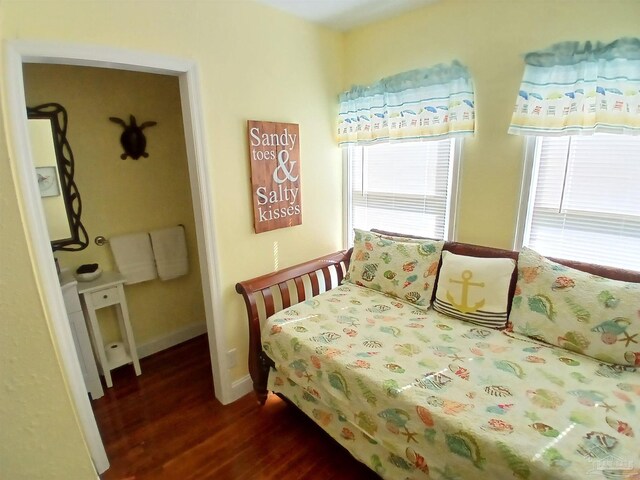 bedroom featuring dark wood-type flooring