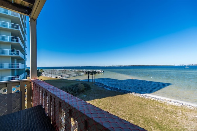 property view of water with a beach view