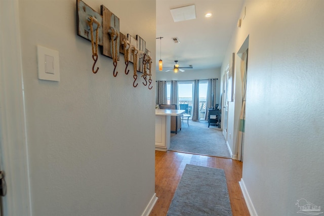 hallway featuring light wood-type flooring